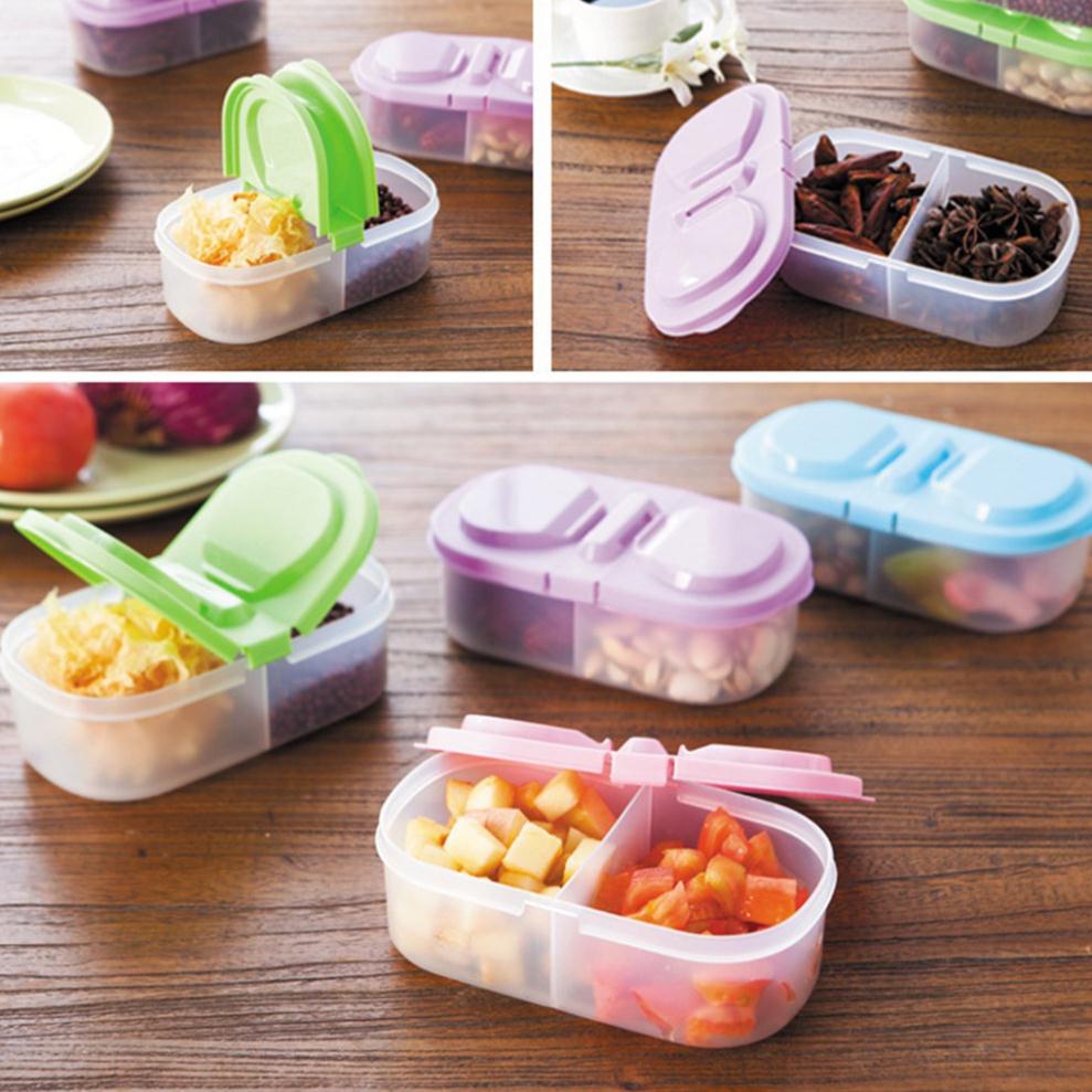 Hộp đựng thức ăn tủ lạnh 2 ngăn có nắp đậy