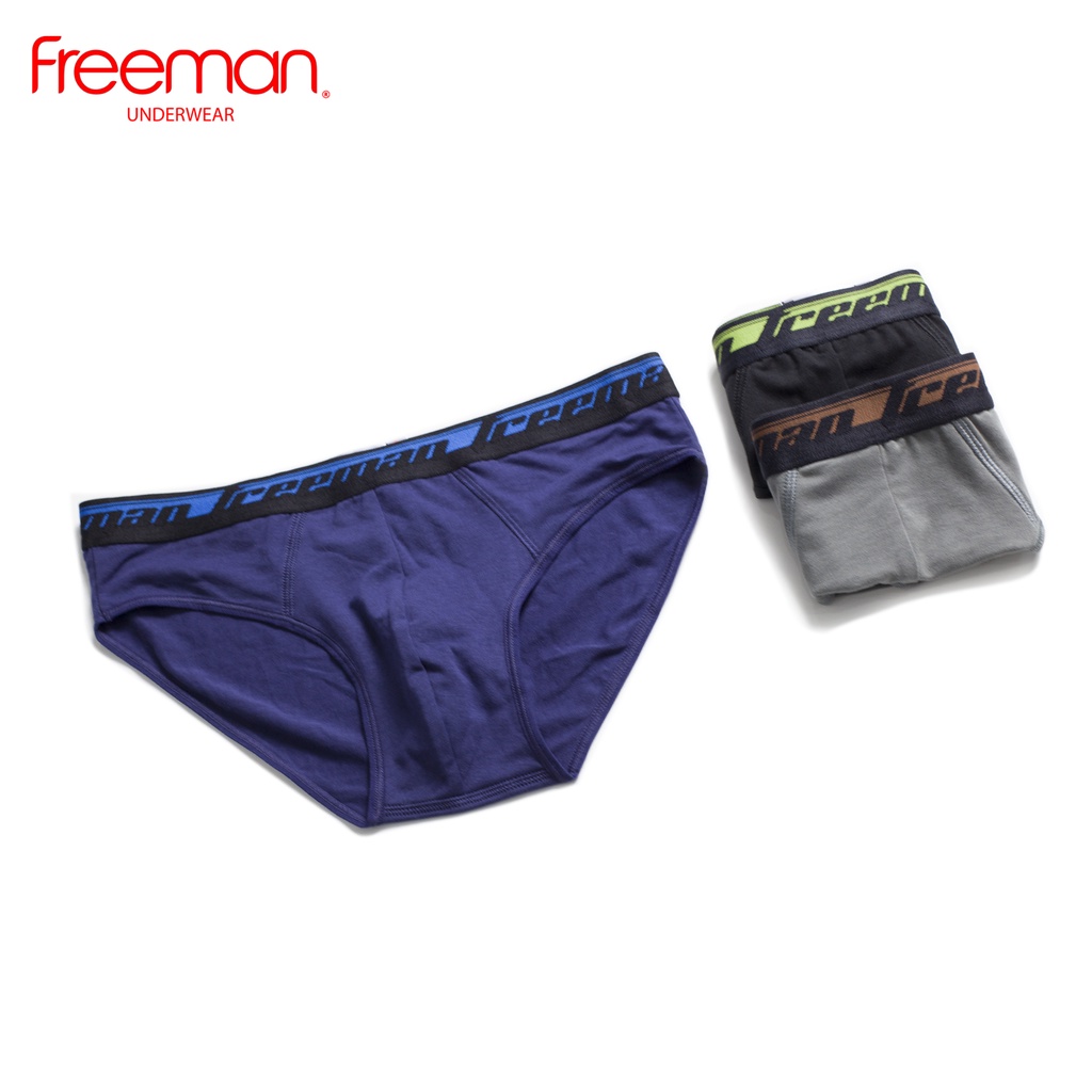 Quần lót nam chất liệu cotton TC, lưng thun bản có dệt chữ Freeman [Combo 3] 6060