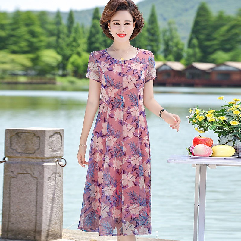 ( HÀNG SẴN) Đầm Voan Hoa Cho Mẹ Ngọt Ngào VH54 - Hàng Quảng Châu Cao Cấp