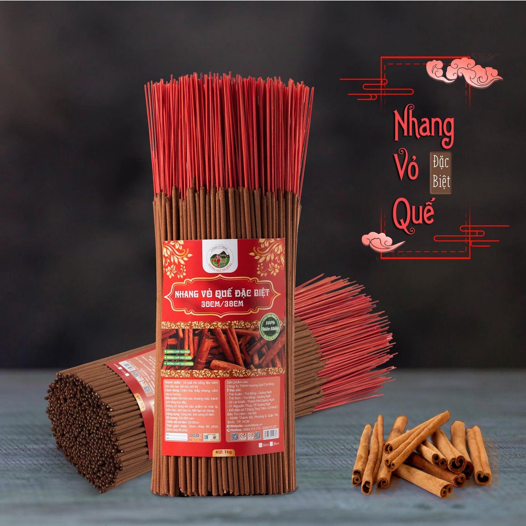 Nhang Vỏ Quế Đặc Biệt Size 30/38cm 1Kg - Hương Quế Trà Bồng Quảng Ngãi