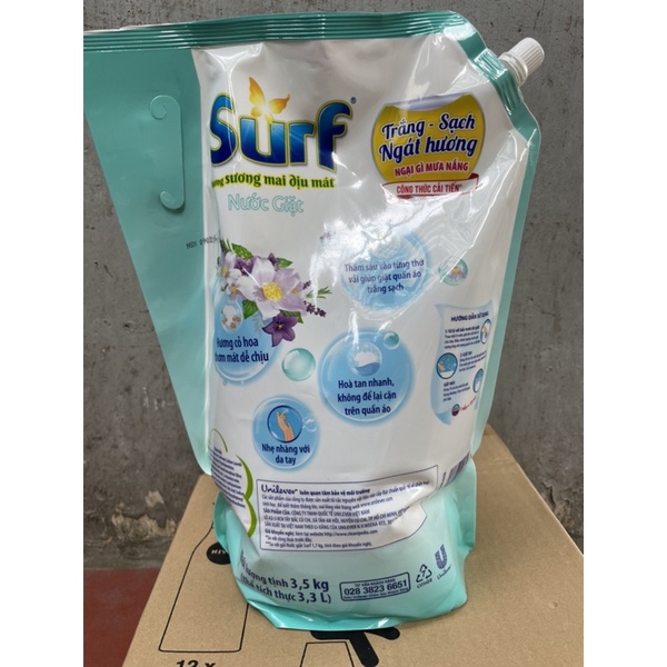 Nước giặt Surf hương sương mai 3,5kg(Mầu Xanh)