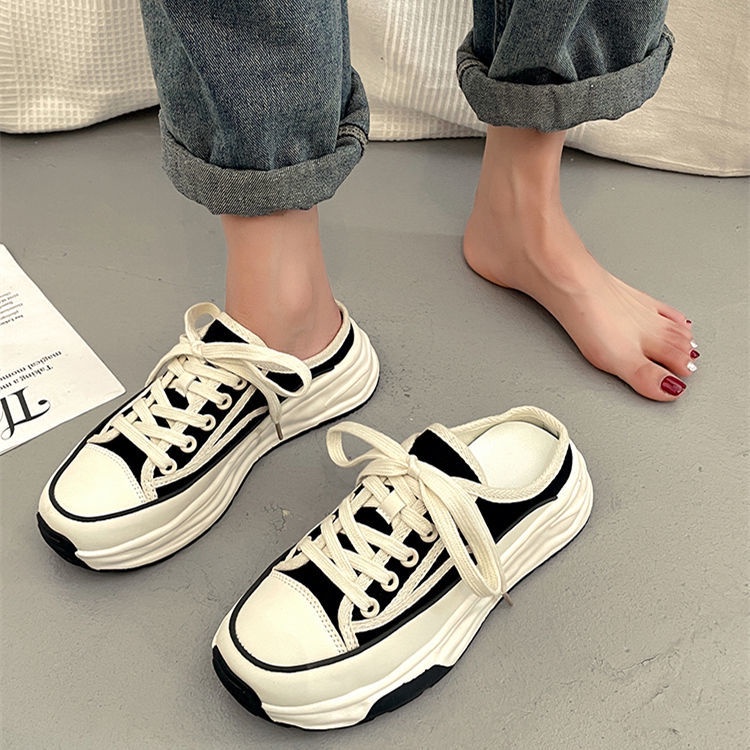 Dép Bít Mũi Chất Liệu Canvas Thời Trang Mùa Thu