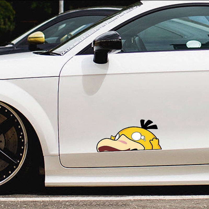 Psyduck Reflective Anime Bumper Stickers Waterproof Cute Personality Car Body Decal Cover Scratches Rear Windshield Sticker aGOm