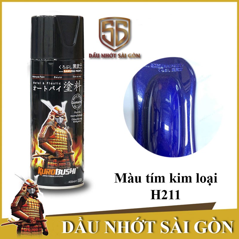 H211 _ Chai sơn xịt sơn xe máy Samurai H211 màu xanh tím