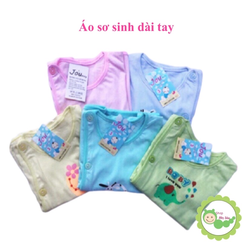 Áo sơ sinh dài tay cúc lệch loại đẹp 100% cotton