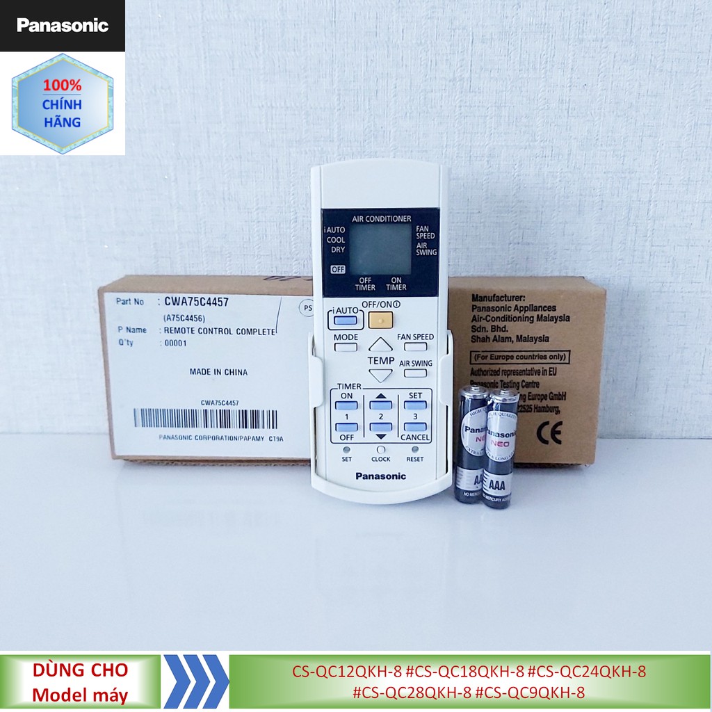 Phụ kiện [Remote chính hãng] Điều khiển điều hòa Panasonic model CS-QC12QKH-8 #CS-QC18QKH-8 #CS-QC24QKH-8 #CS-QC28QKH-8