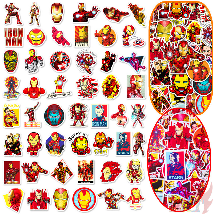 ❉ Iron Man Tony Stark Series 03 - Marvel Avengers Superhero Stickers ❉ 52Pcs/Set DIY Fashion Waterproof Doodle Decals Stickers