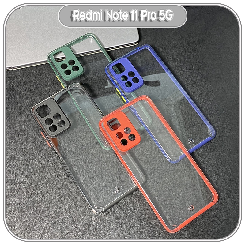 Ốp lưng cho Xiaomi Redmi Note 11 Pro Plus 5G PC Trong Suốt Viền Màu Mỏng , Che camera