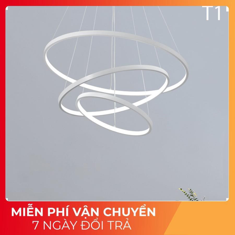 Đèn Thả Trần Không Gian Led T11 Hình Tròn 3 Vòng Viền Trắng/Vàng - 3 Chế Độ Ánh Sáng - Điều Khiển Từ Xa-Bảo hành 1 năm