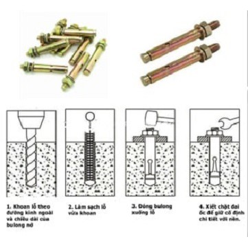 Bộ 10 Con Tắc Kê Nở Sắt (Tắc Kê Bê Tông) 6 x 55mm