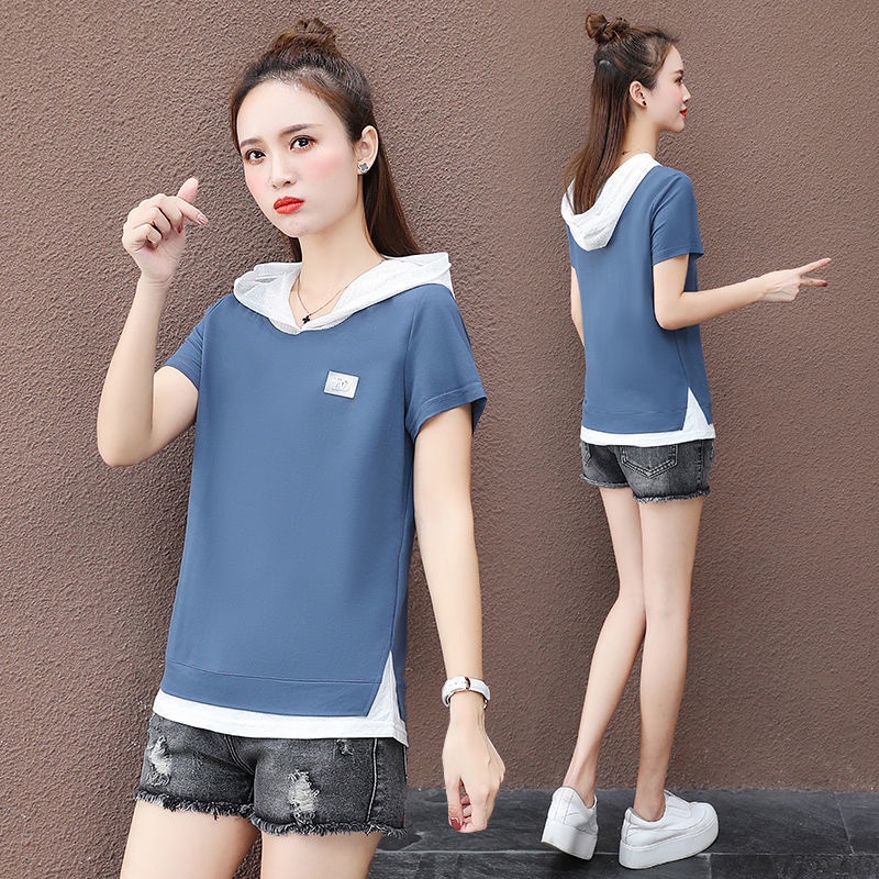 Áo Thun Tay Ngắn Có Mũ Trùm Dáng Ôm Thời Trang Mùa Hè Phong Cách Mới