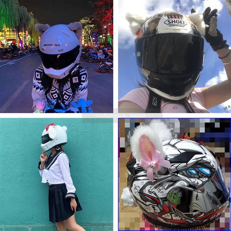 Loại bỏ tai thỏ mèo mũ bảo hiểm trang trí xe máy điện xe cân bằng xe ô tô mũ bảo hiểm cá tính nữ đi xeđẹp đủ màu