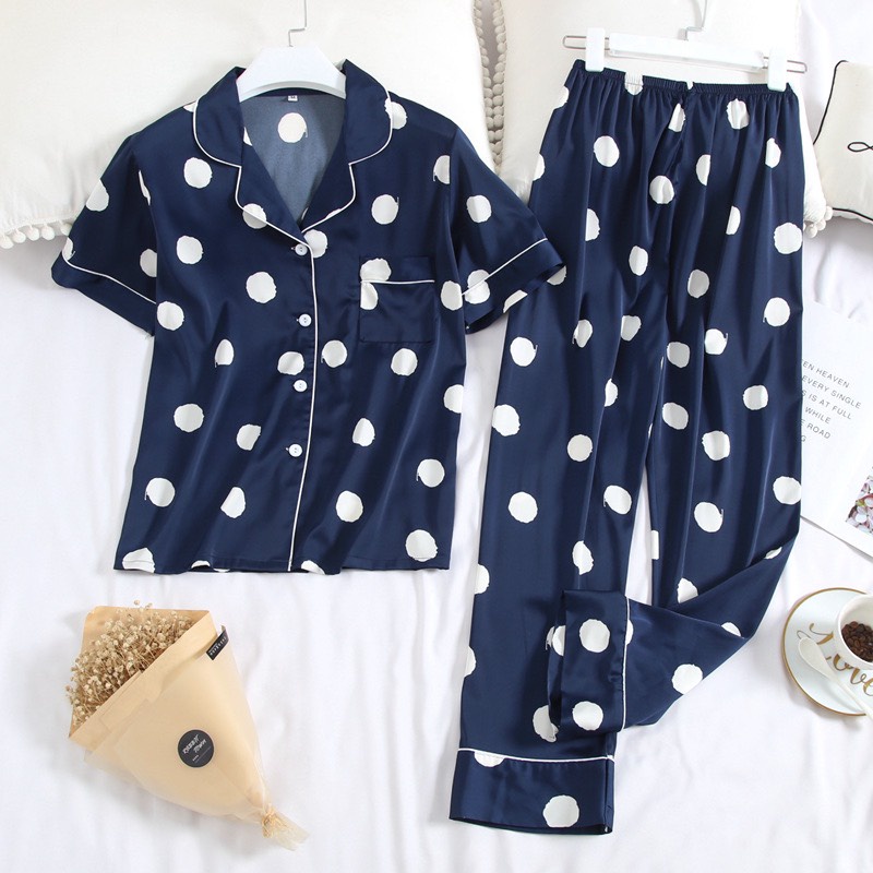 Bộ Đồ Ngủ Mặc Nhà Pajamas Lụa Họa Tiết Hisexy PNT