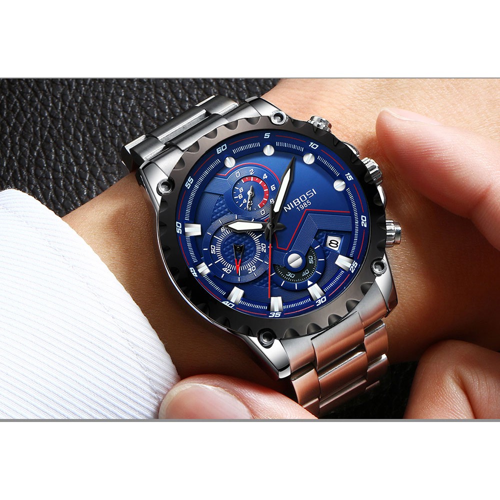 (TẶNG VÒNG TAY) Đồng hồ nam NIBOSI 2322 chính hãng, dây kim loại không gỉ, thép đúc đặc | BigBuy360 - bigbuy360.vn