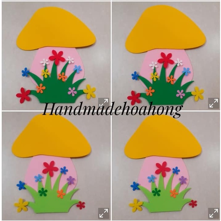 1 hình CÂY NẤM 17x15cm  bằng xốp 2mm,  – Phụ kiện handmade - trang trí mầm non, lớp học