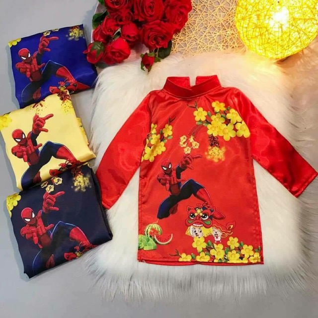 Áo dài 3D siêu nhân bé trai