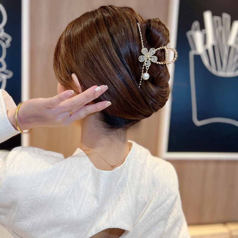 Kẹp Tóc Hình Hoa Đính Đá Ngọc Trai Giả Thời Trang Xuân Hè