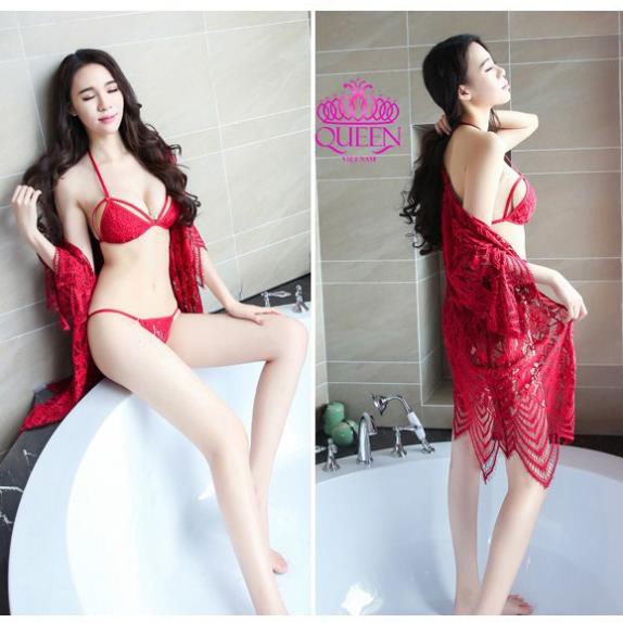 [Hàng Loại I – Sale Sốc] Áo choàng ngủ ngọt ngào QS323A-Sét choàng kèm đồ lót cao cấp | BigBuy360 - bigbuy360.vn