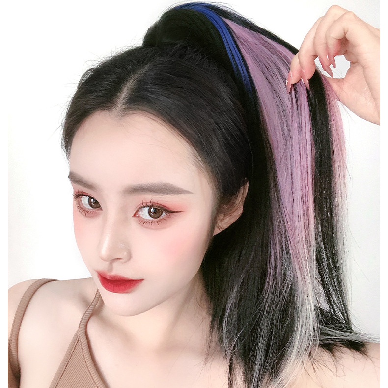 Tóc Giả Đuôi Ngựa Thẳng Nhuộm Màu Nhuộm Gradient Có Kẹp Tóc Đuôi Ngựa Thời Trang Cho Nữ