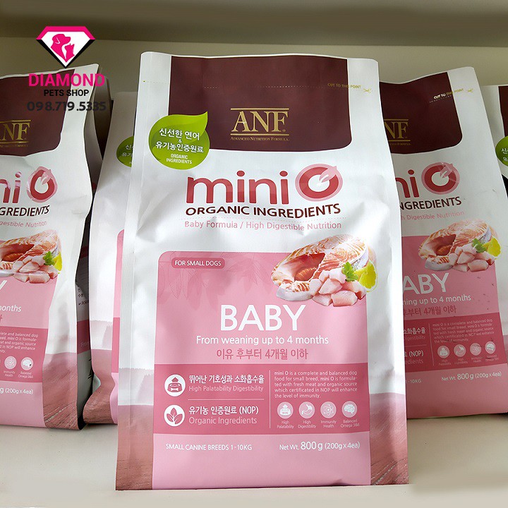 [KHUYẾN MẠI] [0.8kg] Thức ăn hạt chuyên biệt cho chó nhỏ ANF Mini O Baby