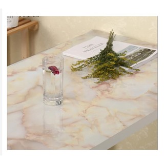 Cuộn 5m Decal giấy dán tường giả đá hoa cương vân hồng khổ 0.6m keo sẵn