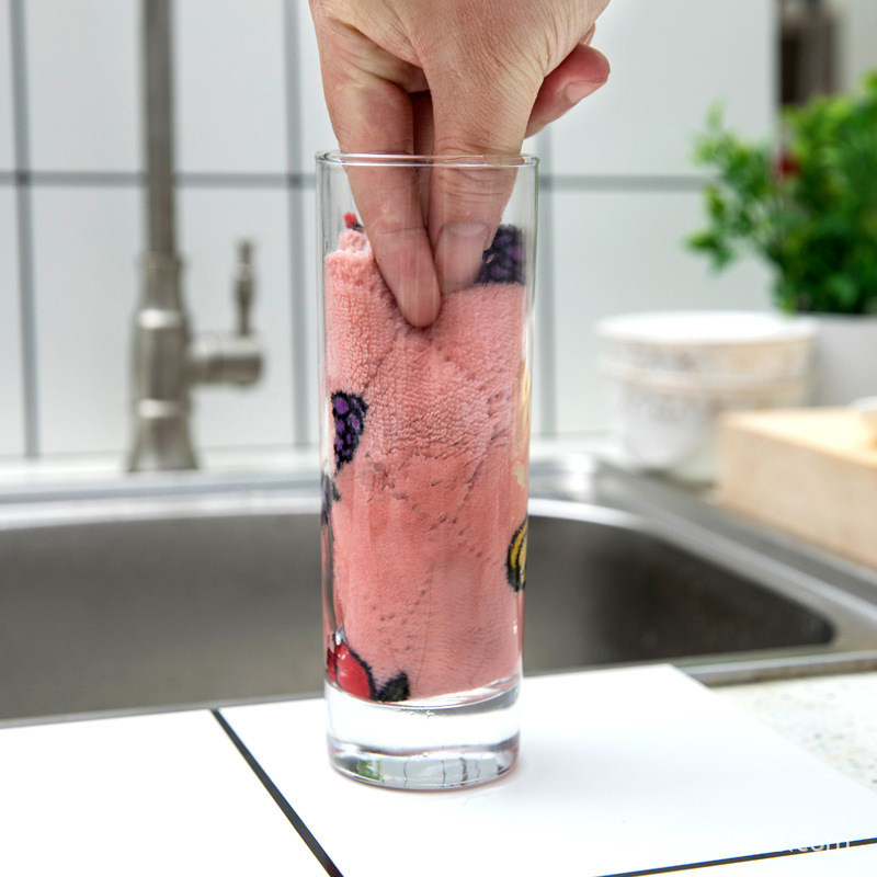 Khăn Lau Chén Đĩa Hai Mặt In Hoạt Hình Siêu Mịn Đa Năng Dành Cho Nhà Bếp