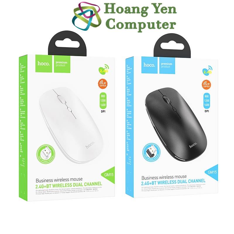 Chuột Không Dây Bluetooth Hoco GM15 1600DPI - BH Chính Hãng 12 Tháng - Hoàng Yến Computer