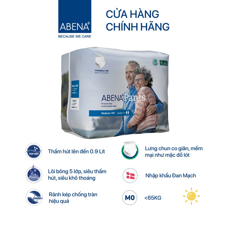 [Thấm hút 900ml] Tã quần người lớn Abena Pant M0 nhập khẩu từ Đan Mạch [14 miếng]