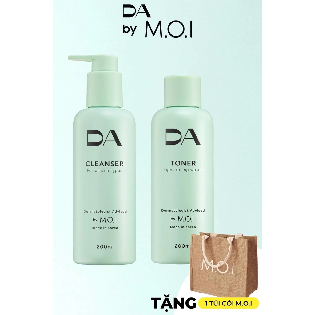 Combo Sữa rửa mặt và Toner DA by MOI Cosmetics làm sạch, dưỡng ẩm cho da ( 2 chai x 200ml)