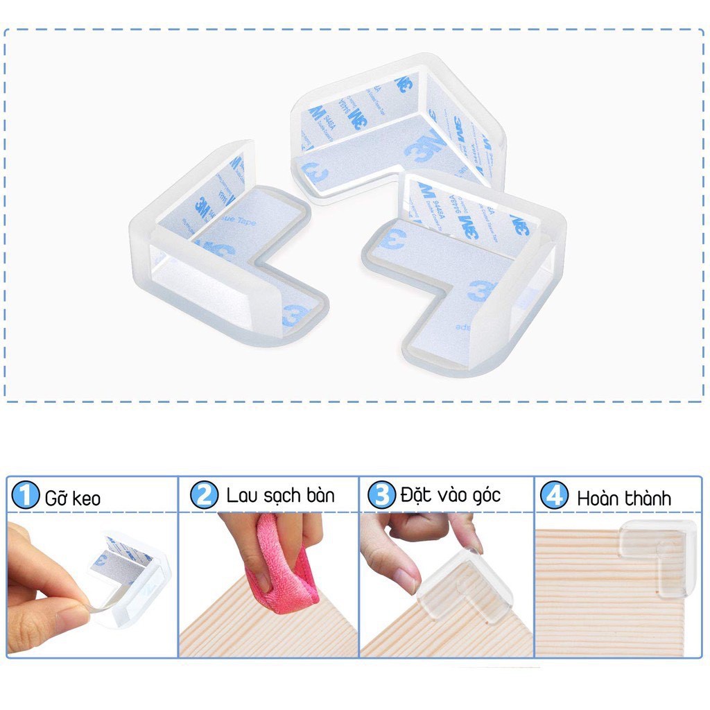 Set 4 Miếng Bịt Góc Bàn Silicone - Bịt Cạnh Bàn Chống Đập Đầu Vào Cạnh Bàn Cho Bé 88258