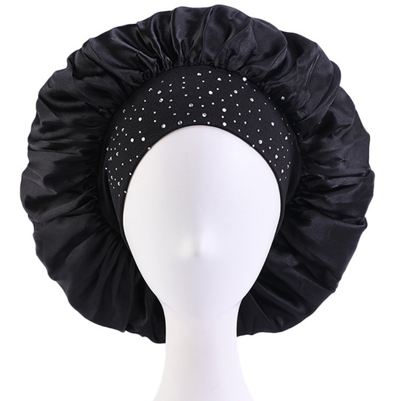 Mũ Trùm Đầu Bằng Satin Co Giãn Đính Đá Có Thể Điều Chỉnh