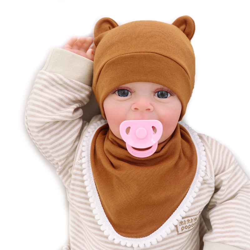 Bộ 2 Yếm Ăn Bằng Cotton Mềm Màu Trơn Giữ Ấm Cho Bé Sơ Sinh