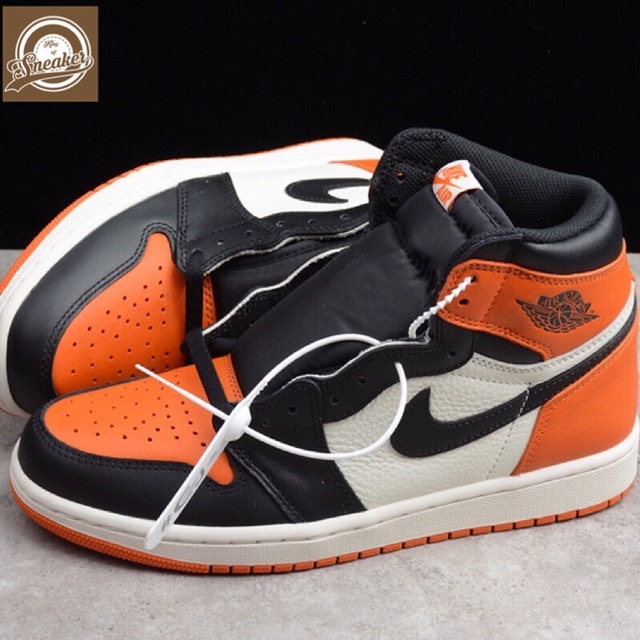 Giầy thể thao Air Jordan 1 Shattered Backboard cam đen cao cổ thời trang chơi phố 2020 👡Tốt nhất NEW new .