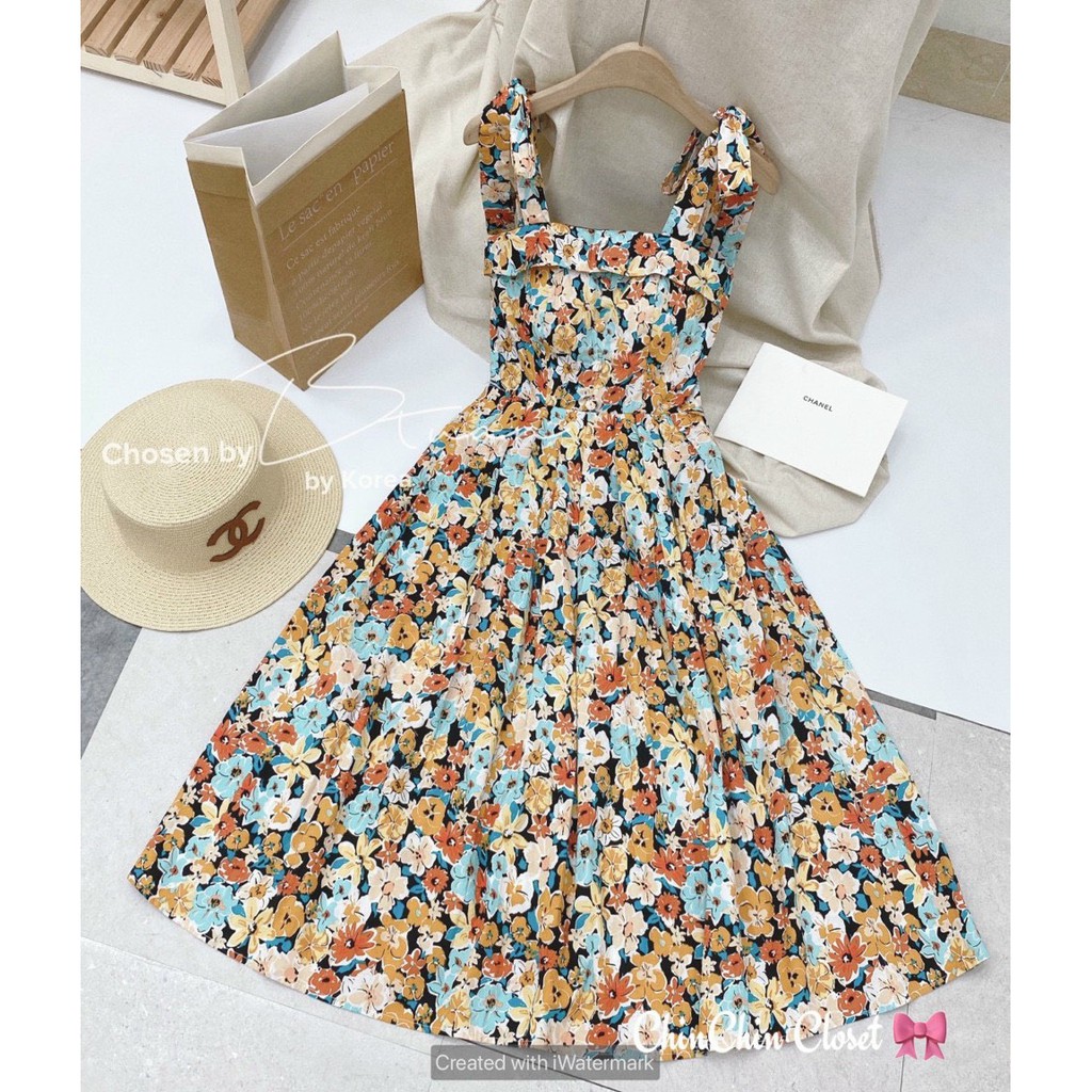 VN113 - VÁY XÒE 2 DÂY HOA XINH HÀNG TK NỮ | BigBuy360 - bigbuy360.vn