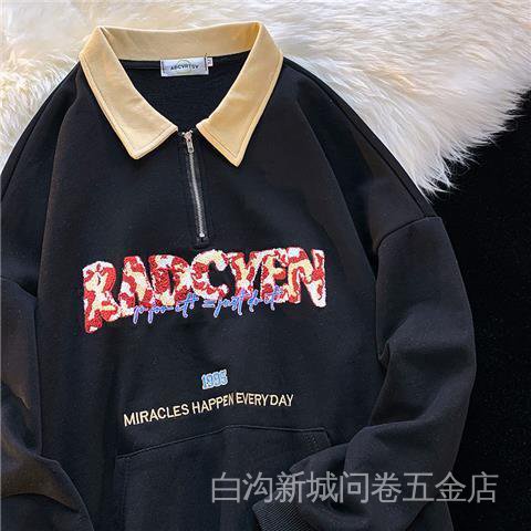 Áo Sweater Cổ Cao Thêu Chữ Có Khóa Kéo Phong Cách Retro Mỹ Thời Trang Thu Đông Cho Nữ