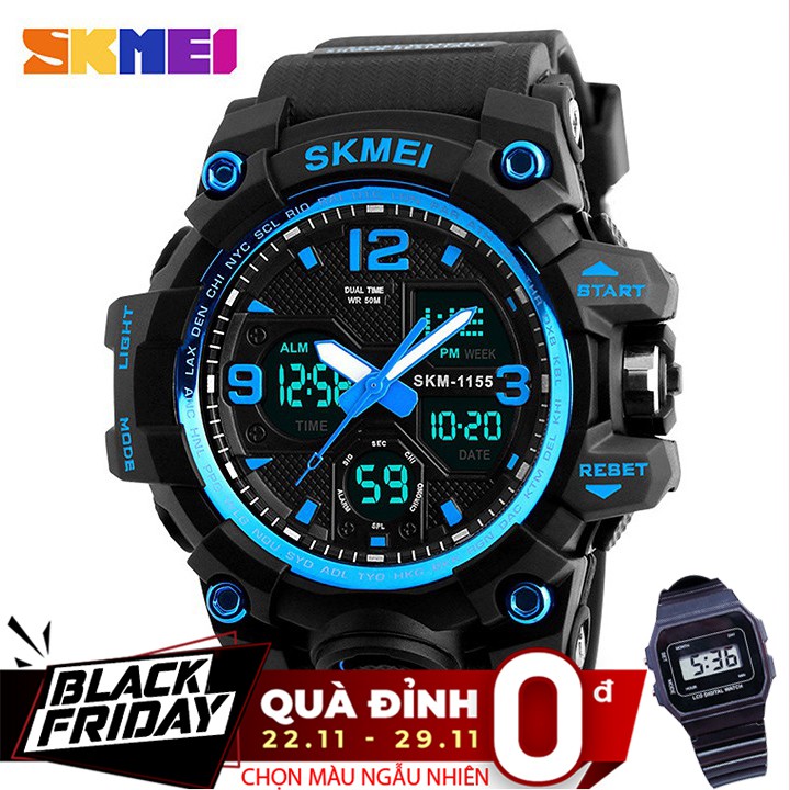 [QUÀ ĐỈNH 0Đ] Đồng hồ điện tử nam SKMEI 1155B dây cao su phong cách thể thao mạnh mẽ | BigBuy360 - bigbuy360.vn