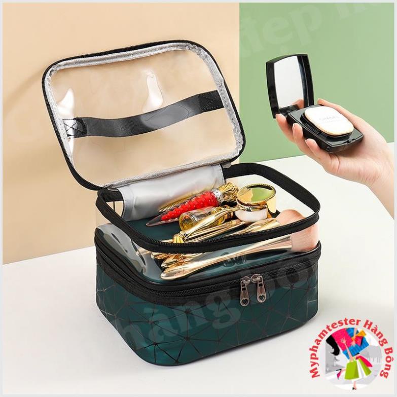 Túi đựng mỹ phẩm EVERTONER trong suốt hai lớp sức chứa lớn đa năng dùng khi đi du lịch