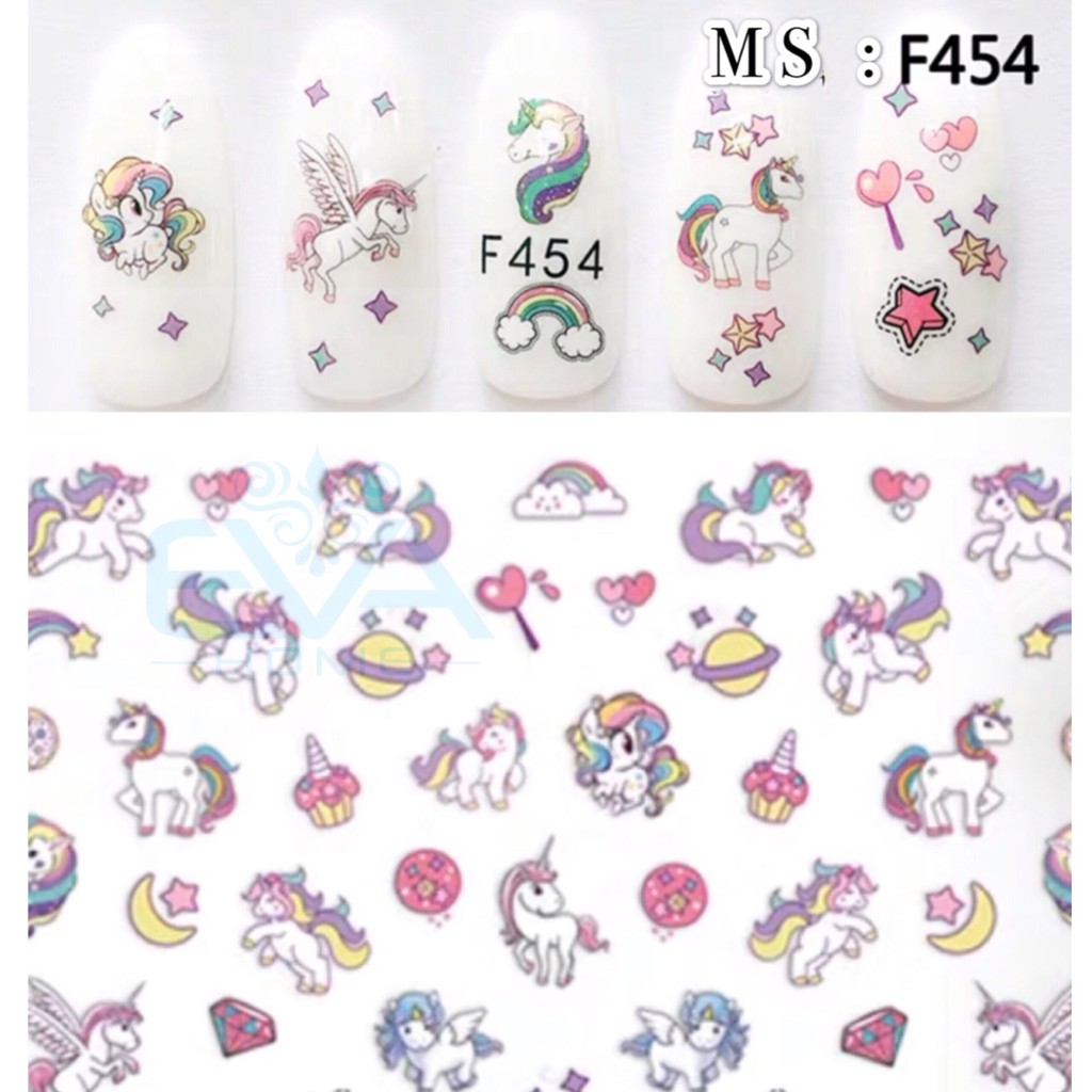 Miếng Dán Móng Tay 3D Nail Sticker Tráng Trí Hoạ Tiết Ngựa Hồng Pony F454