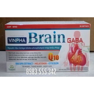 Hoạt huyết dưỡng não Brain GABA - Vinpha lưu thông máu não, hộp 30 viên.