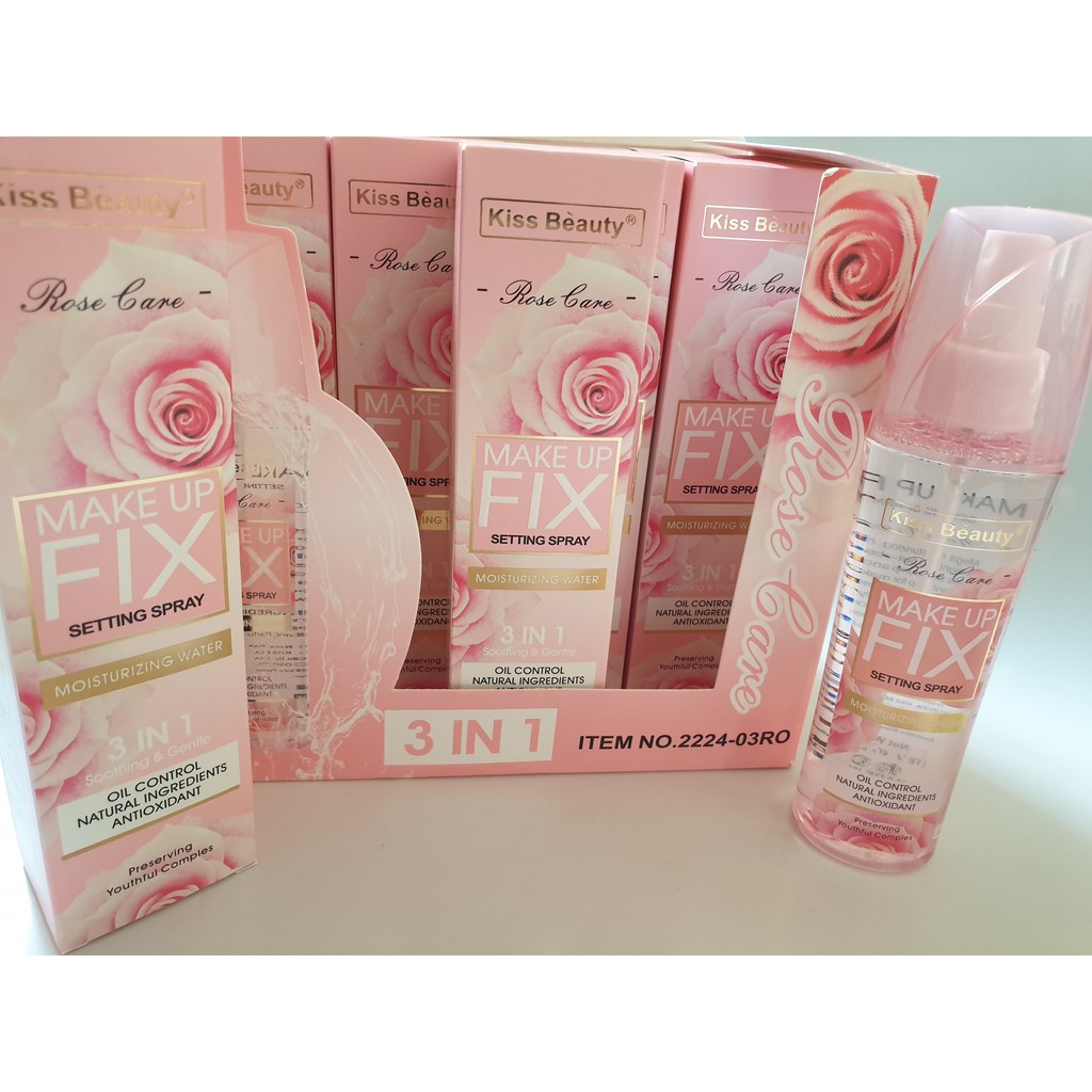 Xịt khoáng khóa  nền hoa hồng Kiss Beauty 3 in 1 150ml. Xịt khóa nền. | BigBuy360 - bigbuy360.vn