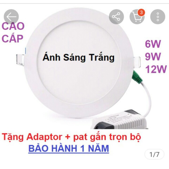 CAO CẤP Led âm trần tròn 12W 9W 6W tặng kèm tăng phô +pat gắn Ánh Sáng Trắng BẢO HÀNH 12 THÁNG