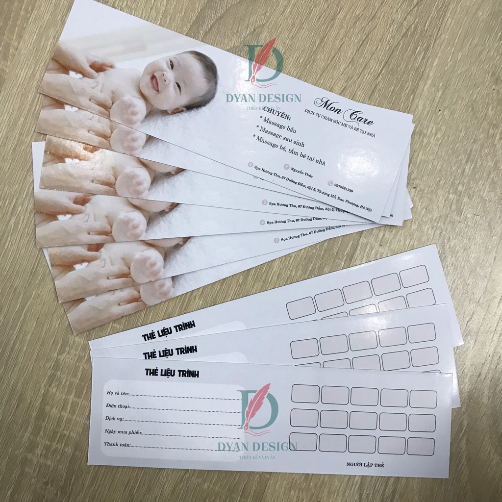 In thẻ liệu trình, thẻ bảo hành, thẻ khách hàng cho Spa, thẩm mỹ viện, Salon tóc