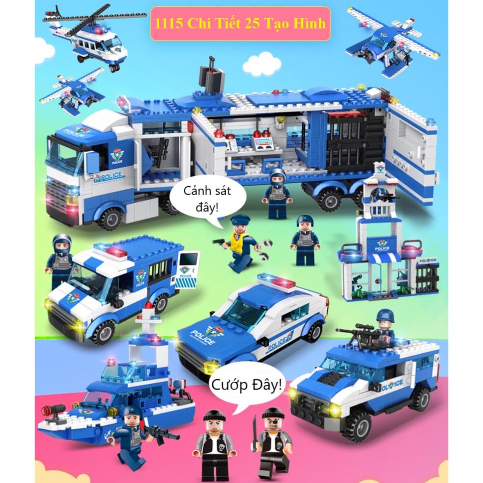 Lắp ghép OTO 1115 Mảnh - 25 Tạo Hình - Bộ Đồ Chơi Lắp Ghép Cảnh Sát