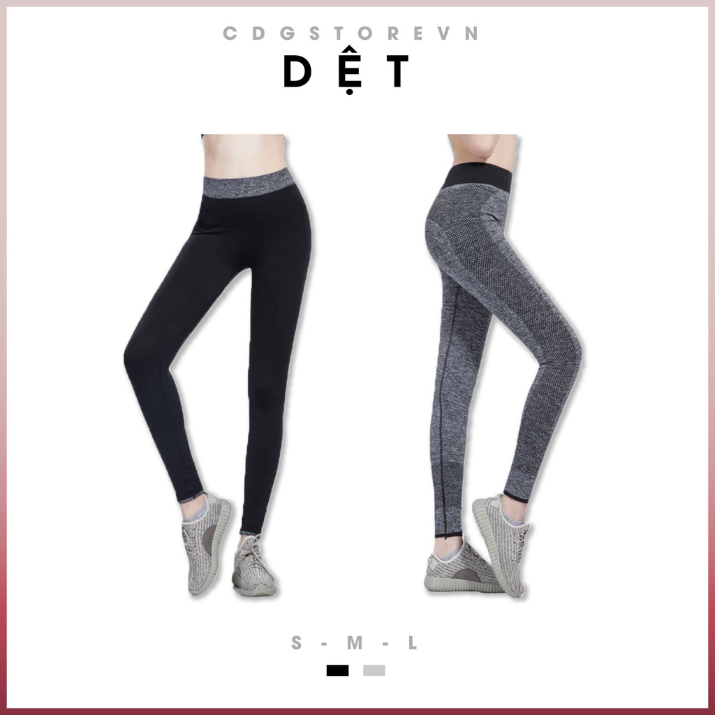 Quần Legging thun thể thao Nữ DỆT - Màu Đen - Xám - thun co giãn 4 chiều, thoát mồ hôi tốt, chuyên tập GYM và Yoga | BigBuy360 - bigbuy360.vn