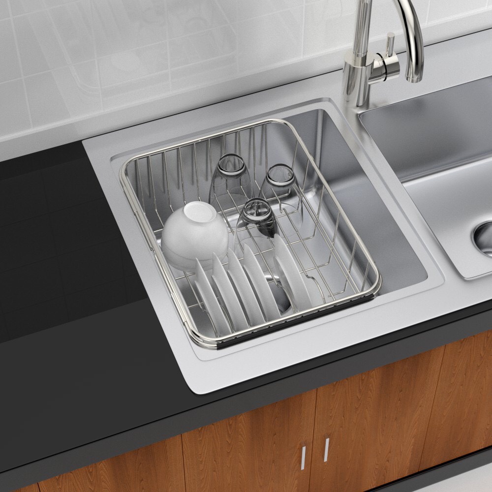 Khay Inox Úp Chén Đĩa Giá Inox Gác Bồn Rửa Chén Tiện Lợi