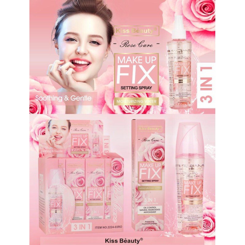 [ NỘI ĐỊA ] XỊT KHOÁNG HOA HỒNG KISS BEAUTY 3IN1 150ML