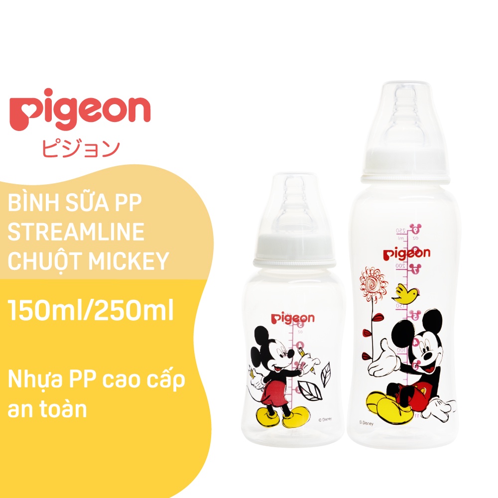 Bình Sữa PP Streamline Pigeon Hình Chuột Mickey 150ml/250ml