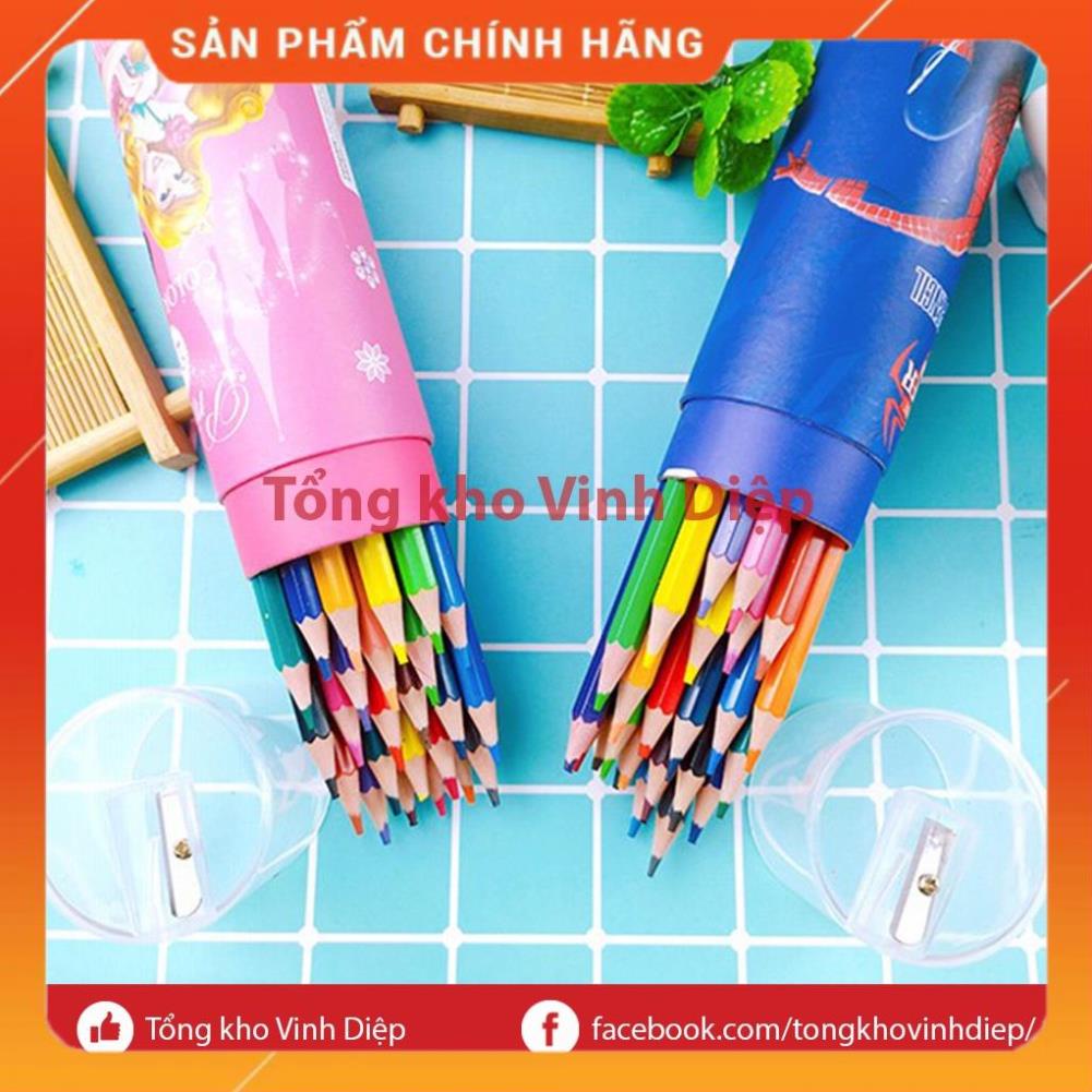 Lọ bút chì màu 12 - 18 màu, hộp bút chì màu 12 18 cây, nắp kèm chuốt gọt bút