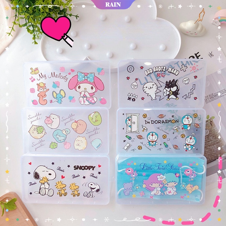 Hộp Đựng Mặt Nạ Trong Suốt Họa Tiết Hoạt Hình Dễ Thương