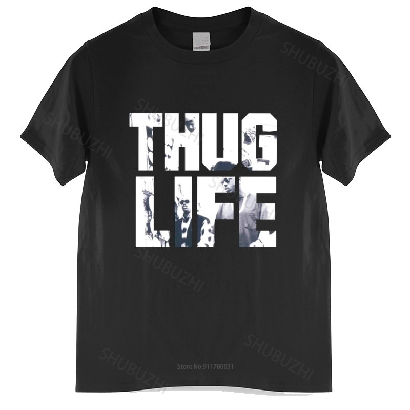 Áo thun cotton sang trọng nam mới THUG LIFE TUPAC SHAKUR SAKUR 2PAC Album Áo thun dáng rộng cho anh 